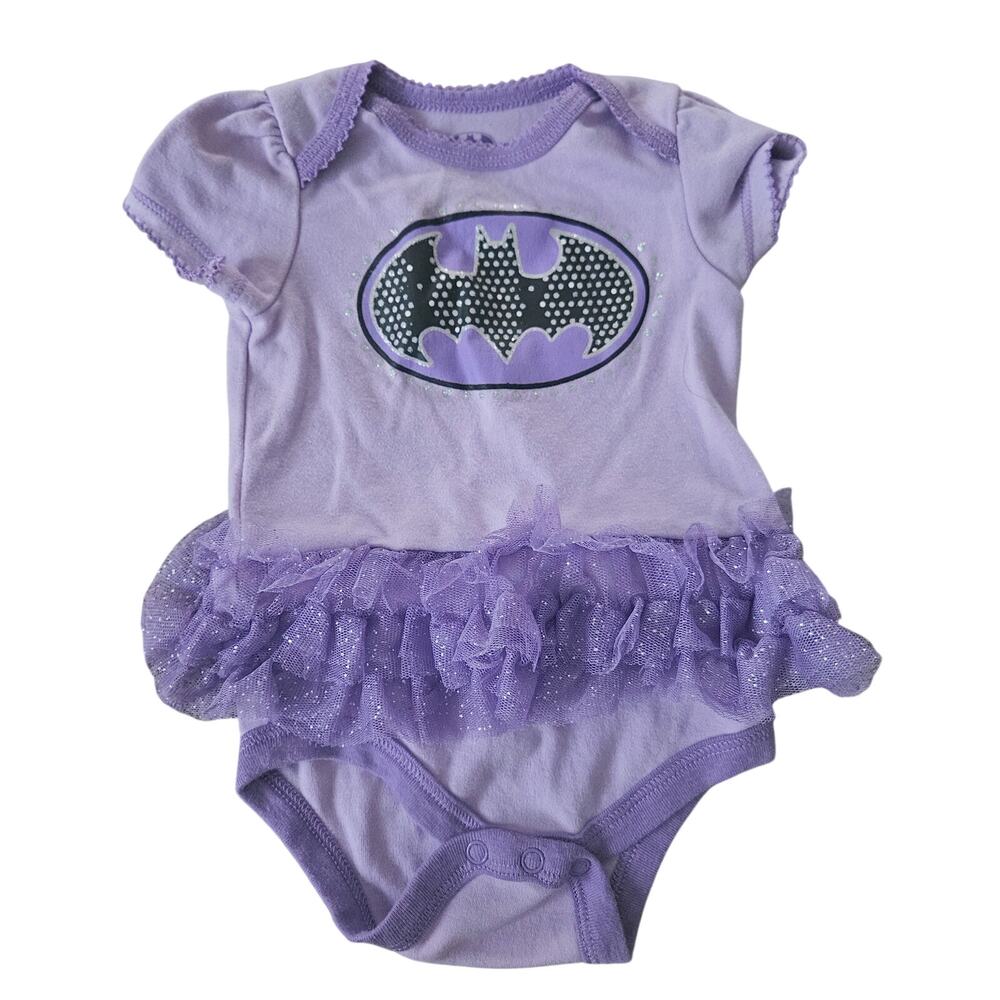 DC Comics Batman Baby Girls Purple Glitter Tutu Bodysuit Halloween Dress 3-6 M